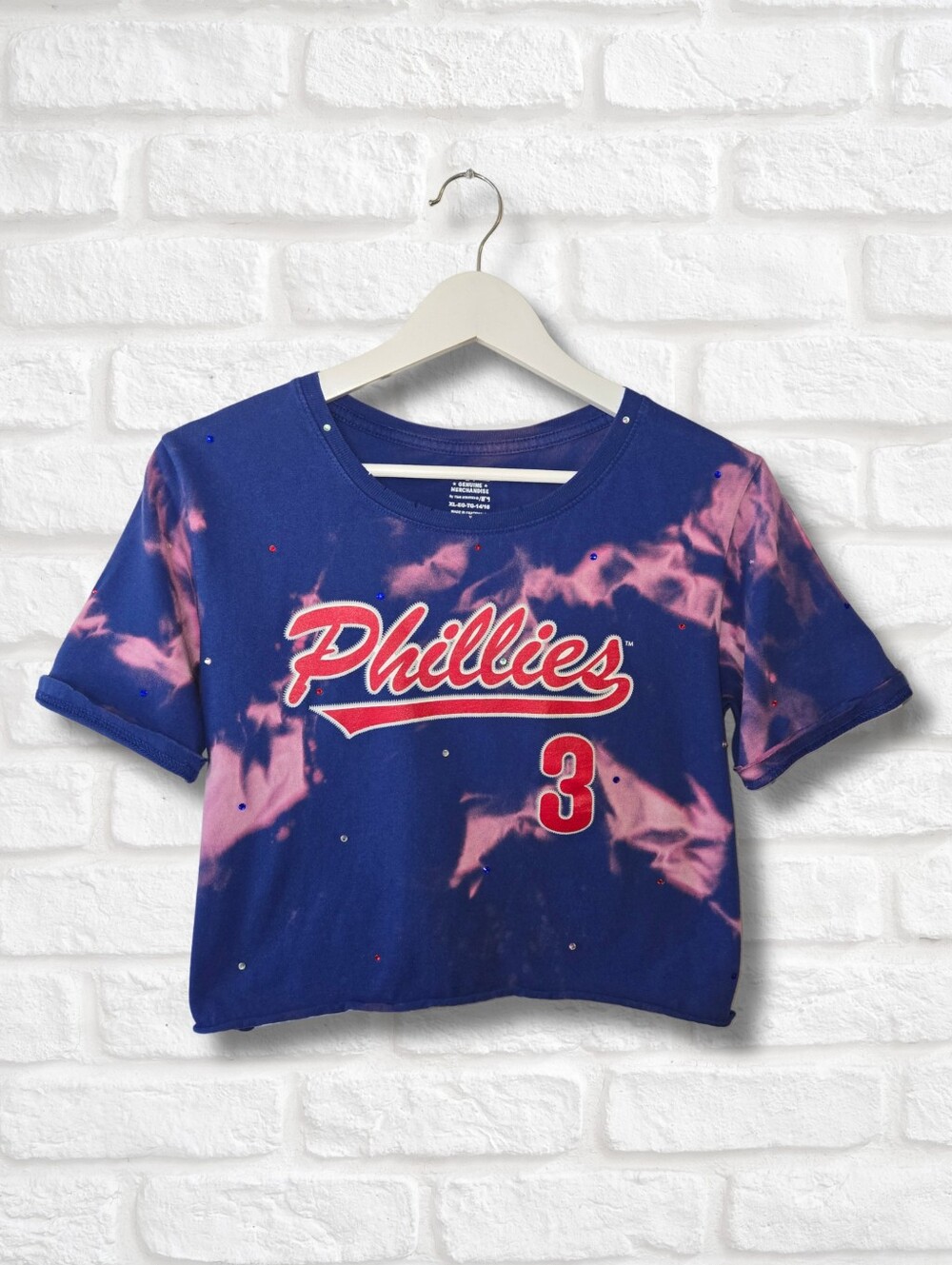 Philadelphia Phillies Crop Top W/Rhinestones